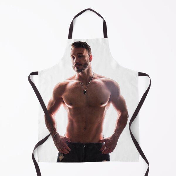 Item preview, Shirtless muscular male bodybuilder in studio shot on white designed and sold by Mercurius-M.