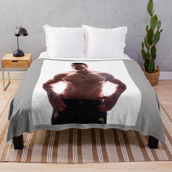 Item preview, Shirtless muscular male bodybuilder in studio shot on white designed and sold by Mercurius-M.