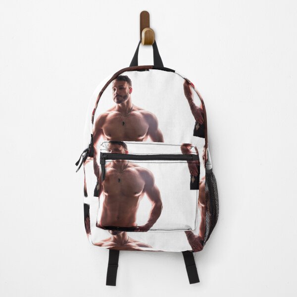 Item preview, Shirtless muscular male bodybuilder in studio shot on white designed and sold by Mercurius-M.