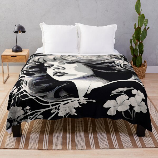Artikelvorschau, Ukiyo-e Fairy Tale Female Empowerment Black and White Female Portrait entworfen und verkauft von BrandonArtWorld.