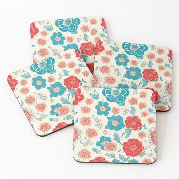 Item preview, Minimal Red and Blue Flowers designed and sold by I-A-Troy.