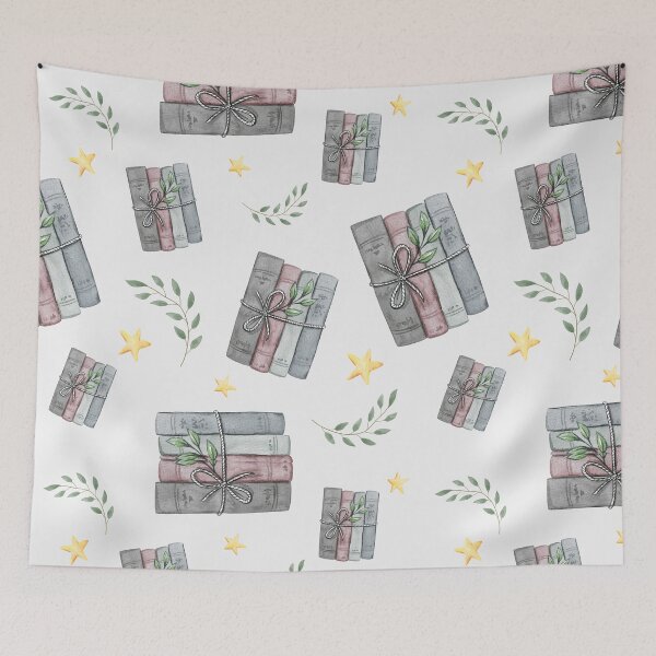 Item preview, Watercolor Bookish Light Book Illustration Pattern with Plants designed and sold by Simply Magic Supply.