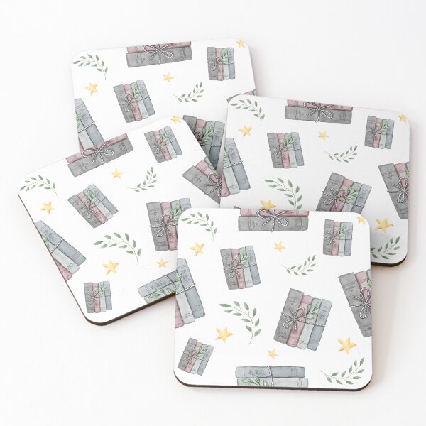 Item preview, Watercolor Bookish Light Book Illustration Pattern with Plants and Stars designed and sold by Simply Magic Supply.