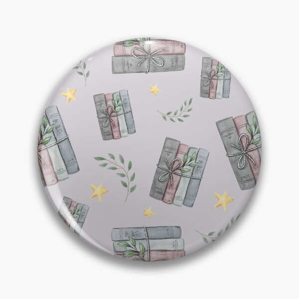 Item preview, Purple Watercolor Bookish Light Book Illustration Pattern with Plants and Stars designed and sold by Simply Magic Supply.