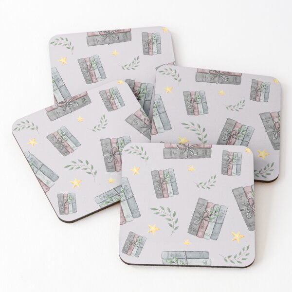 Item preview, Purple Watercolor Bookish Light Book Illustration Pattern with Plants and Stars designed and sold by Simply Magic Supply.