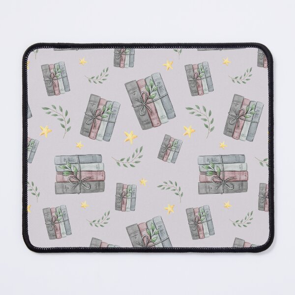 Item preview, Purple Watercolor Bookish Light Book Illustration Pattern with Plants and Stars designed and sold by Simply Magic Supply.