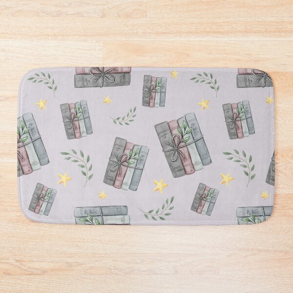 Item preview, Purple Watercolor Bookish Light Book Illustration Pattern with Plants and Stars designed and sold by Simply Magic Supply.