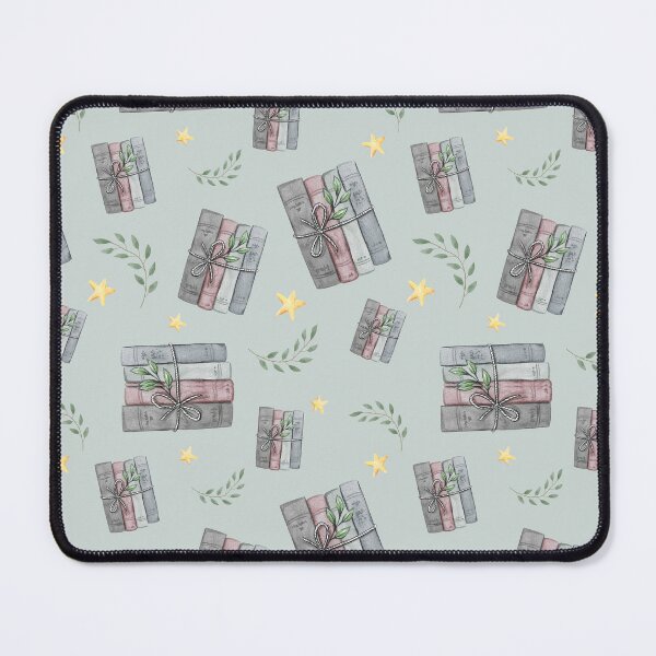 Item preview, Green Watercolor Bookish Light Book Illustration Pattern with Plants and Stars designed and sold by Simply Magic Supply.