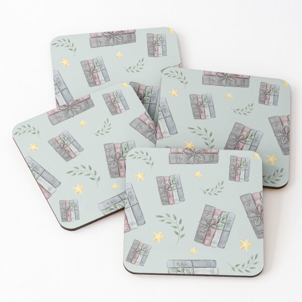 Item preview, Green Watercolor Bookish Light Book Illustration Pattern with Plants and Stars designed and sold by Simply Magic Supply.
