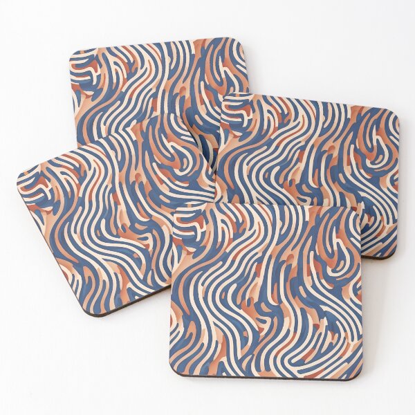 Item preview, Classic Blue & Red Themed Wavy Line Pattern | Boho | Abstract  designed and sold by EDigitalDesigns.