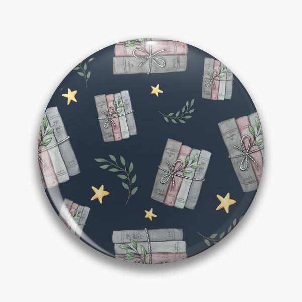 Item preview, Blue Watercolor Bookish Light Book Illustration Pattern with Plants and Stars designed and sold by Simply Magic Supply.