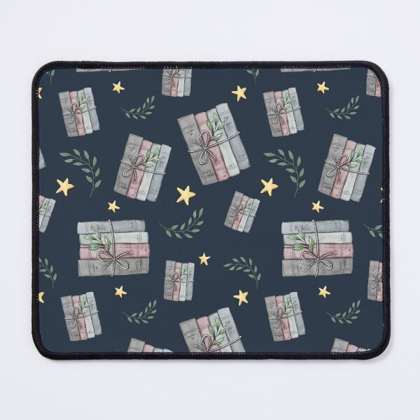 Item preview, Blue Watercolor Bookish Light Book Illustration Pattern with Plants and Stars designed and sold by Simply Magic Supply.