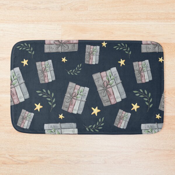 Item preview, Blue Watercolor Bookish Light Book Illustration Pattern with Plants and Stars designed and sold by Simply Magic Supply.