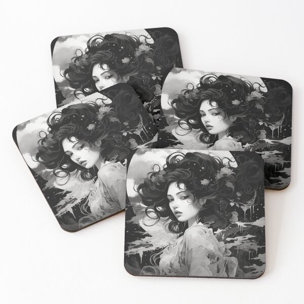 Item preview,  Ukiyo-e Fairy Tale Female Empowerment Black and White Female Portrait  designed and sold by BrandonArtWorld.