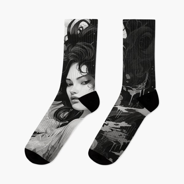 Item preview,  Ukiyo-e Fairy Tale Female Empowerment Black and White Female Portrait  designed and sold by BrandonArtWorld.