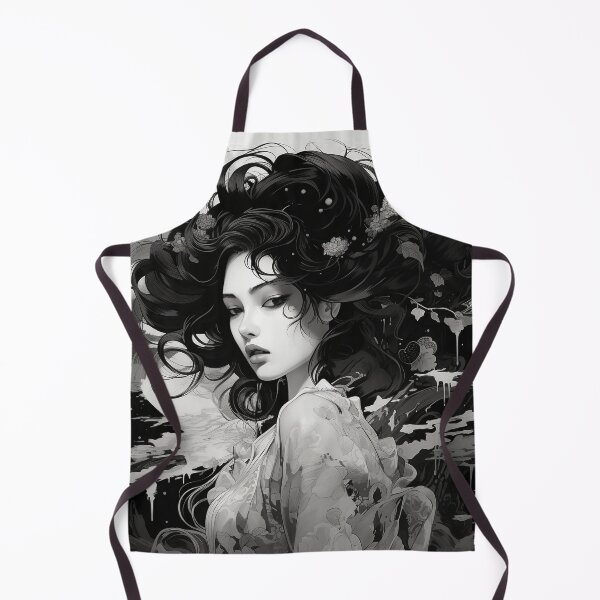 Item preview, Ukiyo-e Fairy Tale Female Empowerment Black and White Female Portrait designed and sold by BrandonArtWorld.