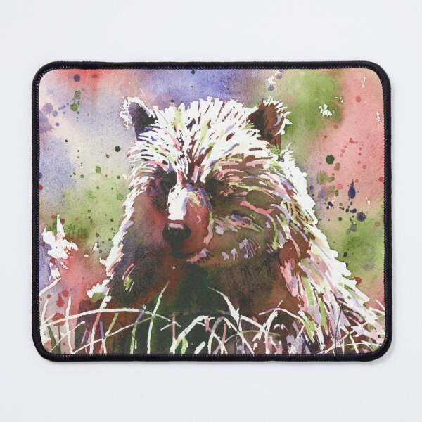 Item preview, Colorful watercolor painting grizzly bear animal home decor designed and sold by rfoxphoto.
