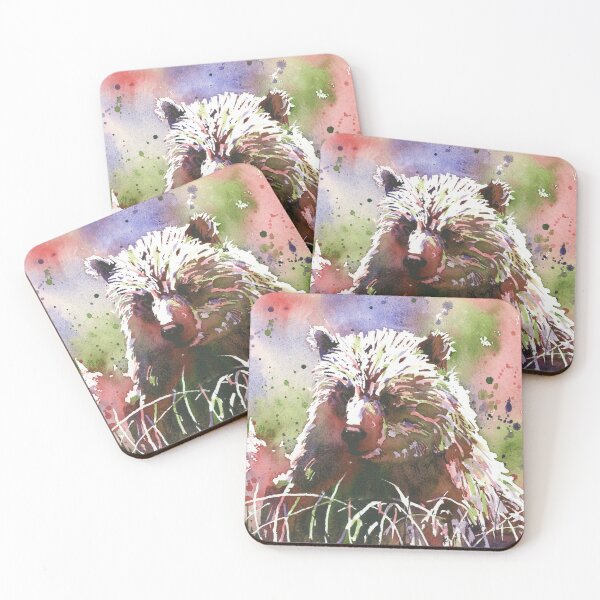Item preview, Colorful watercolor painting grizzly bear animal home decor designed and sold by rfoxphoto.