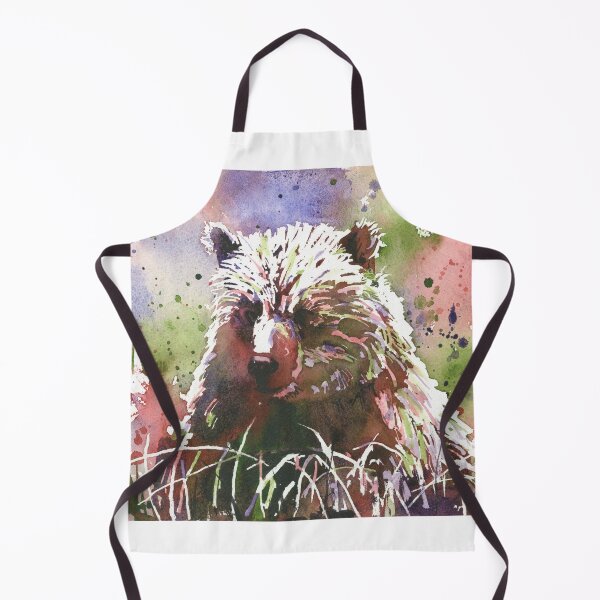 Item preview, Colorful watercolor painting grizzly bear animal home decor designed and sold by rfoxphoto.