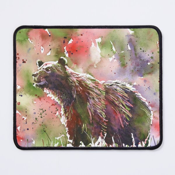 Item preview, Colorful watercolor painting grizzly bear animal home decor designed and sold by rfoxphoto.