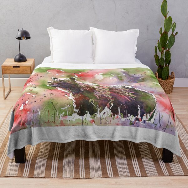 Item preview, Colorful watercolor painting grizzly bear animal home decor designed and sold by rfoxphoto.