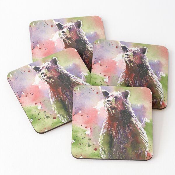 Item preview, Colorful watercolor painting grizzly bear animal  designed and sold by rfoxphoto.