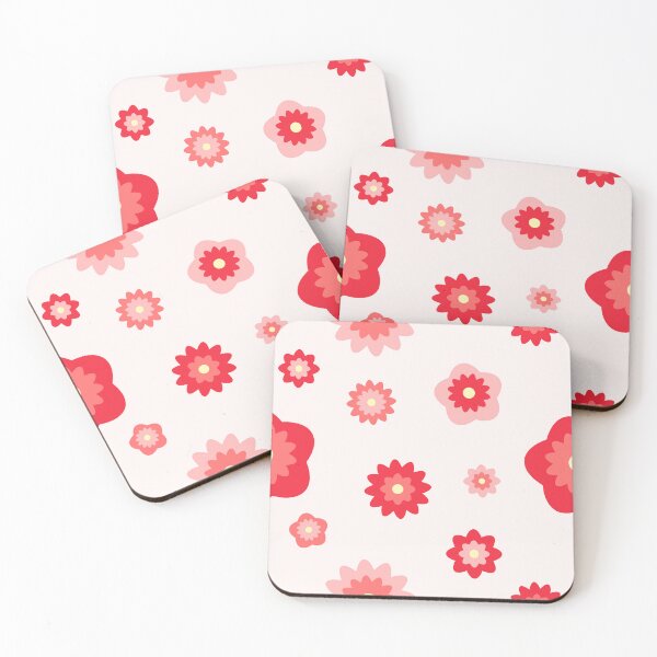 Artikelvorschau, Retro-Rot-Rosa-Blumen-Farbexplosions-Starburst-Muster entworfen und verkauft von Simply Magic Supply.