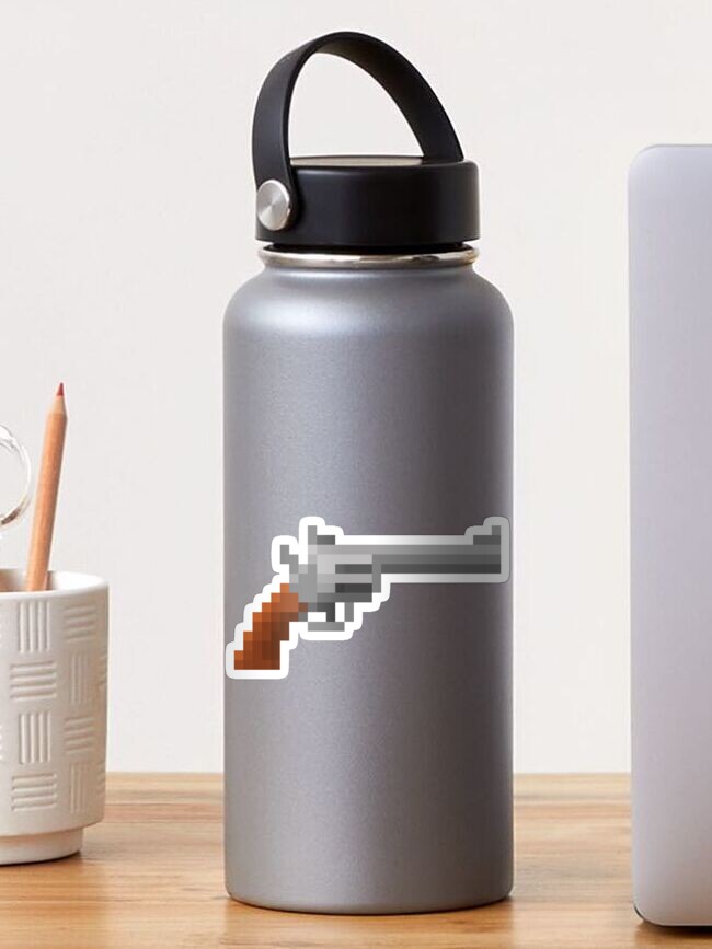 Pixel art revólver pistola jogo com fundo branco