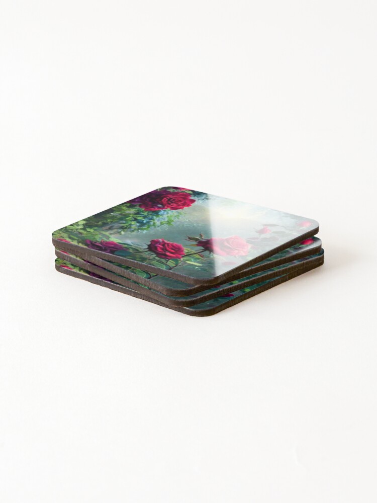 Thumbnail 4 of 5, Coasters (Set of 4), Red Roses designed and sold by NewAspect.