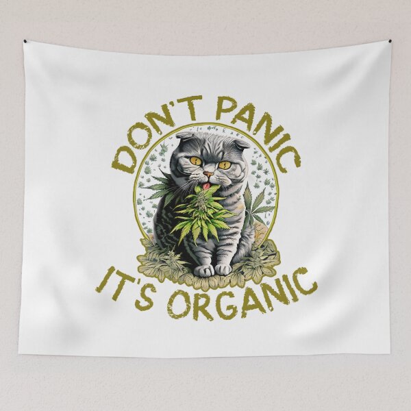 Item preview, Cannabis don't panic it's organic cat designed and sold by highlifeworld.