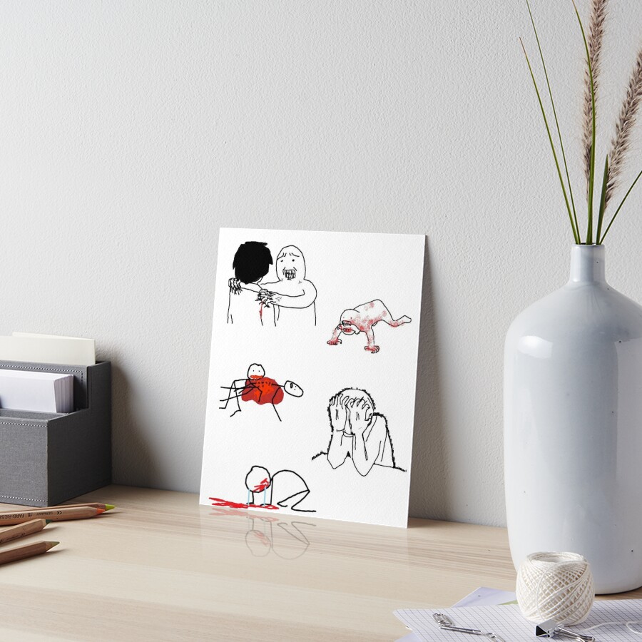 Feral Stick Figures Art Board Print for Sale by radioactiveoli