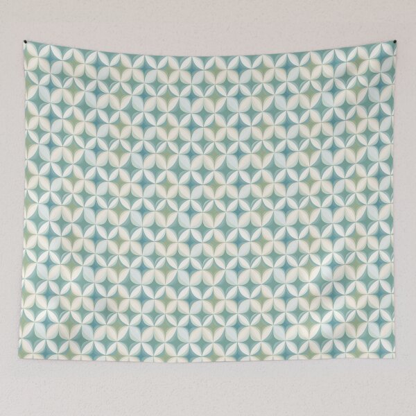 Item preview, Symmetrical Teal and Cream Petal Geometric Pattern designed and sold by Moisky Patterns.