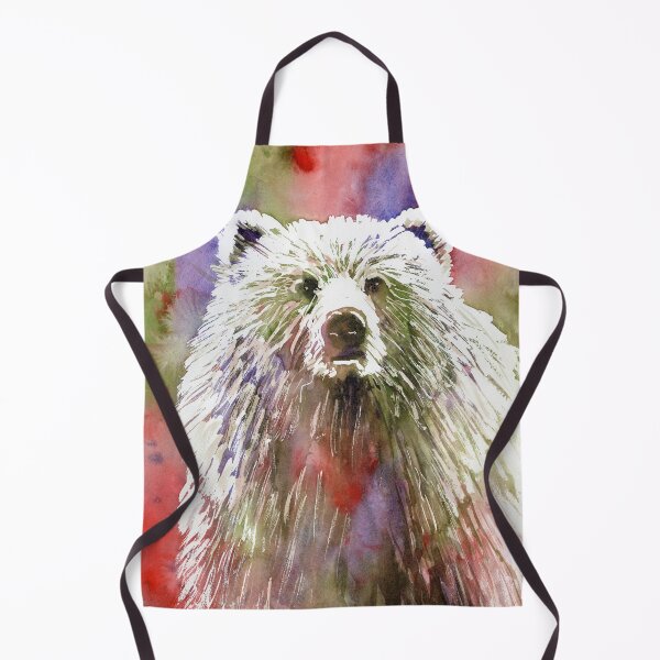 Item preview, Colorful watercolor painting grizzly bear fine art print wall decor animal designed and sold by rfoxphoto.