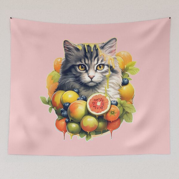 Item preview, Cat in fruit, cute cat art, cat lover designed and sold by ArtHideaway.