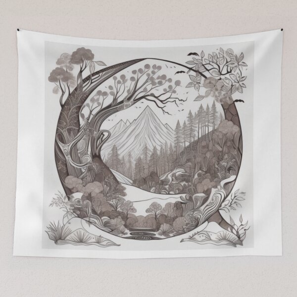 Item preview, An old-fashioned forest with trees hollowed out of the mountain designed and sold by ac-virtualshop.