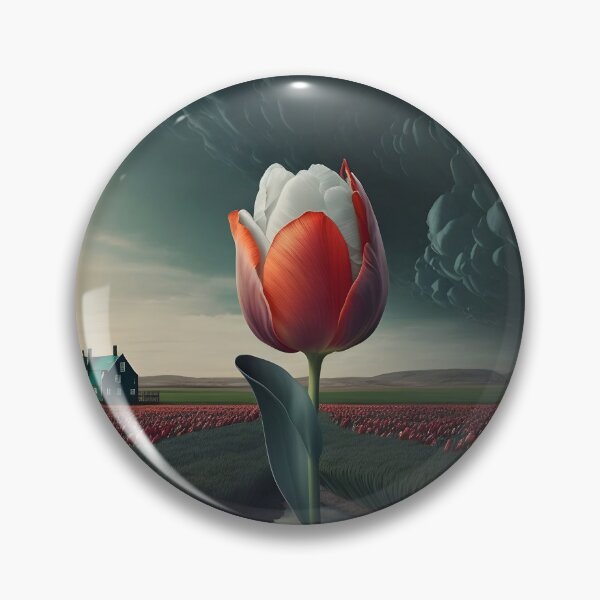 Item preview, White and red tulip closeup on a tulip farm right.  designed and sold by McKinneyDigital.