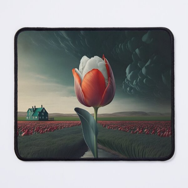 Item preview, White and red tulip closeup on a tulip farm right.  designed and sold by McKinneyDigital.