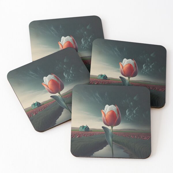 Item preview, White and red tulip closeup on a tulip farm right.  designed and sold by McKinneyDigital.