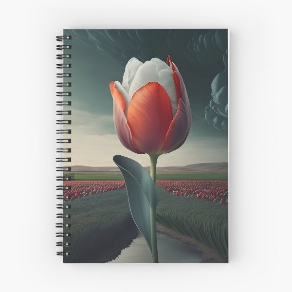 Item preview, White and red tulip closeup on a tulip farm right.  designed and sold by McKinneyDigital.