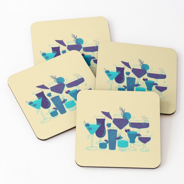 Item preview, Retro Summer Sips - Breezy Blues designed and sold by beestonestudio.