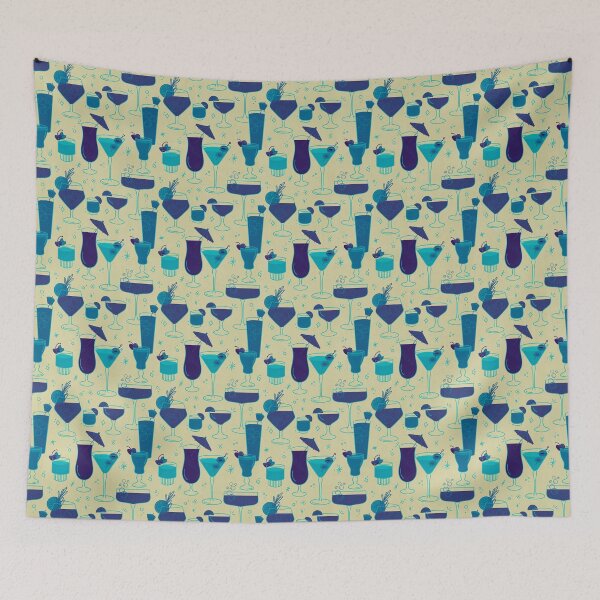 Item preview, Retro Summer Sips - Breezy Blues designed and sold by beestonestudio.