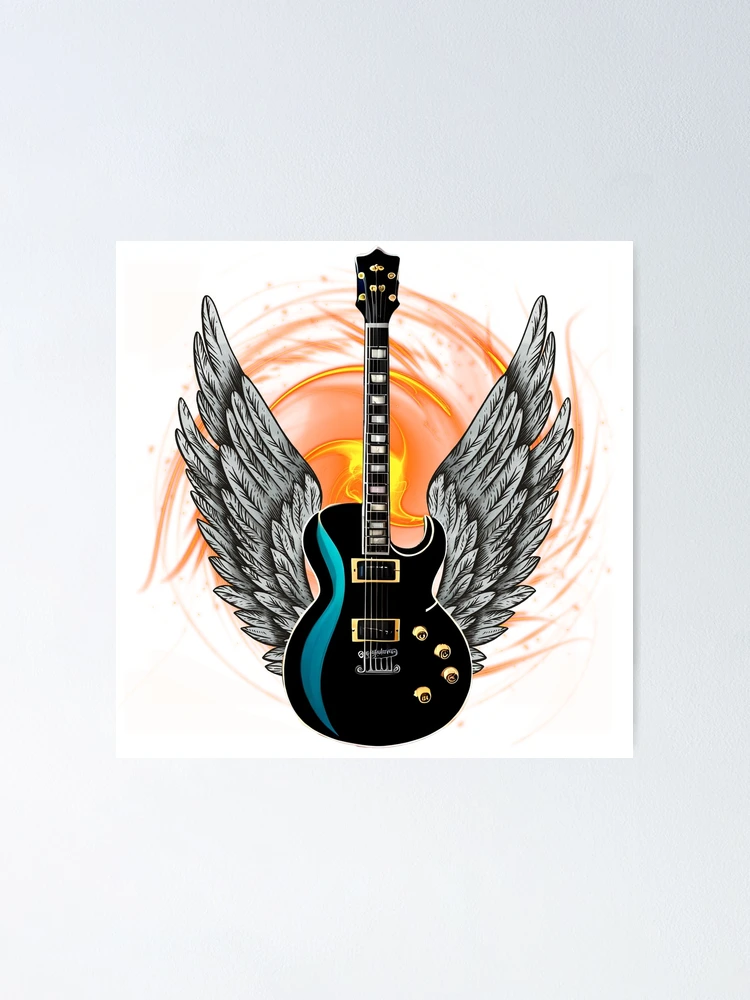 Electric Guitar wings on fire