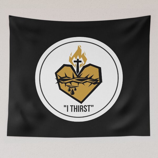 Item preview, Sacred Heart of Jesus, "I Thirst" on white background designed and sold by ISBrunning.