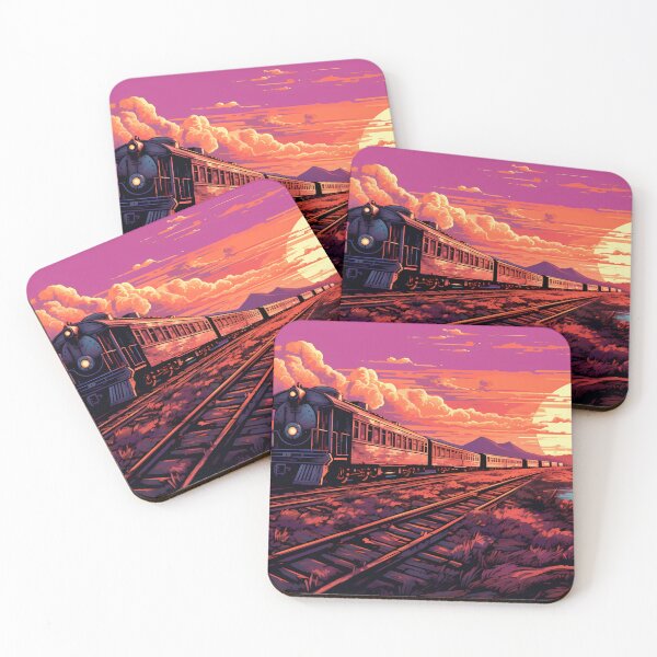 Item preview, 1880's Railway at Sunset with a Beautiful Reddish Sunset: A Nostalgic Journey into the Golden Hour designed and sold by SingularityGeek.