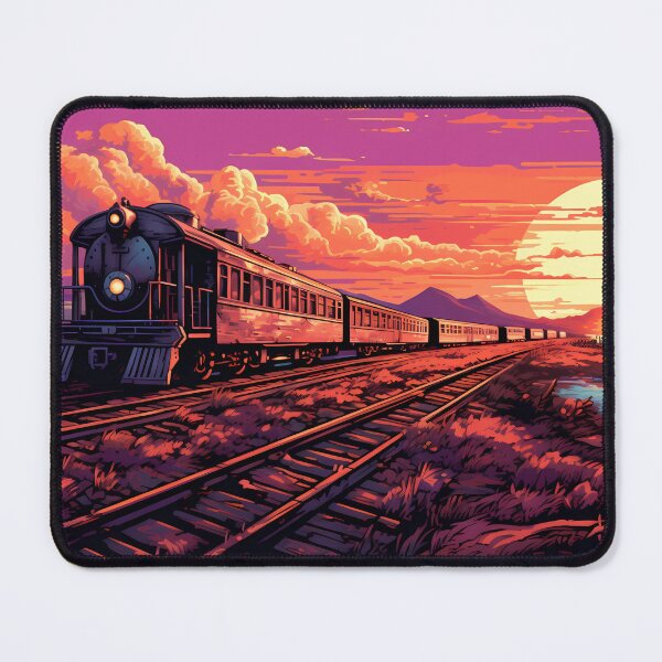 Item preview, 1880's Railway at Sunset with a Beautiful Reddish Sunset: A Nostalgic Journey into the Golden Hour designed and sold by SingularityGeek.