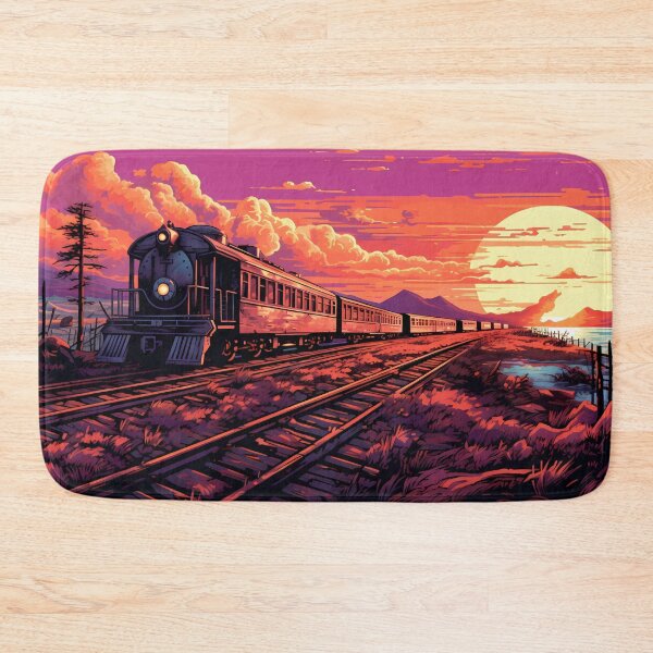 Item preview, 1880's Railway at Sunset with a Beautiful Reddish Sunset: A Nostalgic Journey into the Golden Hour designed and sold by SingularityGeek.