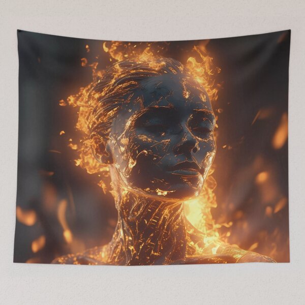 Item preview, Burning Crystal Girl Turning into Ashes: A Transcendent Metamorphosis of Beauty and Fragility designed and sold by SingularityGeek.