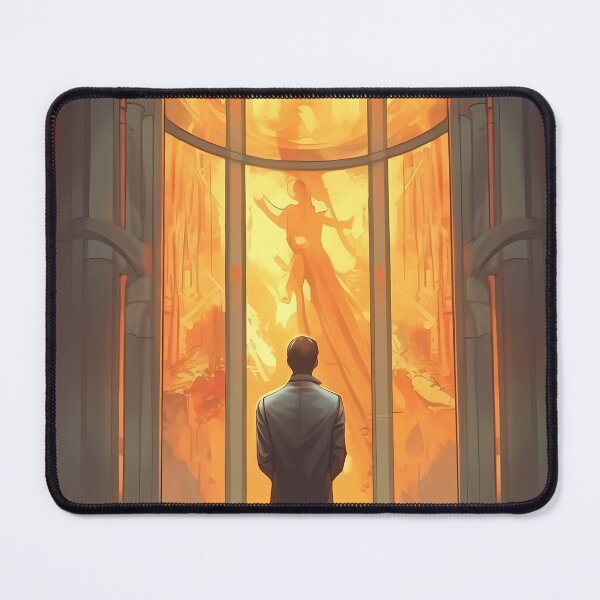 Item preview, Car Salesman Contemplating the Lighting in the Building's Lobby: A Moment of Serenity Amidst the Bustling Business designed and sold by SingularityGeek.