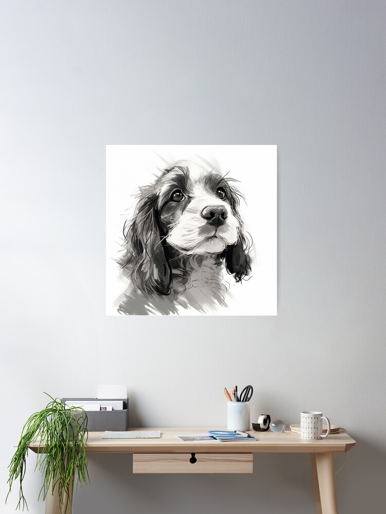 Spaniel Personalised Pet Portrait / Hand Drawn Custom Print hotsell / Cocker Springer King Charles American Working Spaniels / Mothers Day Gift