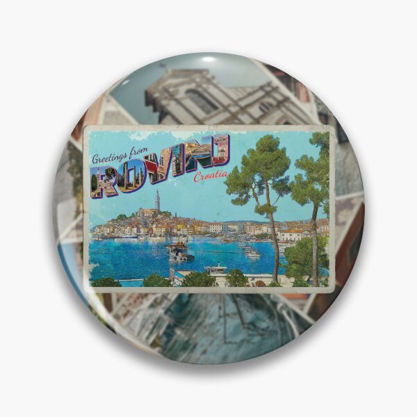 Artikelvorschau, Grüße aus Rovinj in Kroatien Retro-Souvenir im Vintage-Stil entworfen und verkauft von DeveloperProp0.